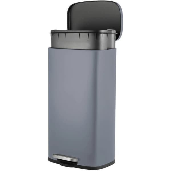 Stainless Steel Steg Soptunna, 30L Kapacitet, Mjuk Stängningsmekanism,MÖRKT GRÅ