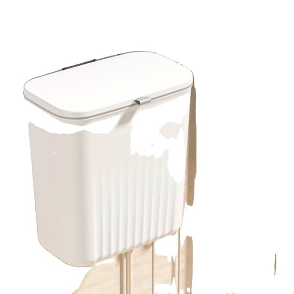 Plastaffaldsspand, 2,38 gallons kapacitet, design til ophæng på skabslåge,Hvid