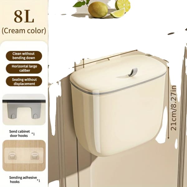 Köksavfallshink, Stor kapacitet, Dörrmonterad design,8L