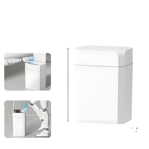 Smart Sensor Affaldsspand, Vandtæt IPX4, Stille Drift,12L hvidt batteri, hvidt