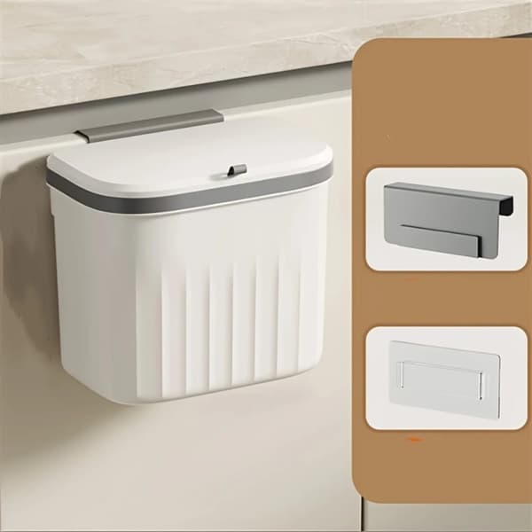 Väggmonterad Soptunna, Elegant Design, Tyst Stängningsfunktion,Pärlvit, 12L3.2 Gallon