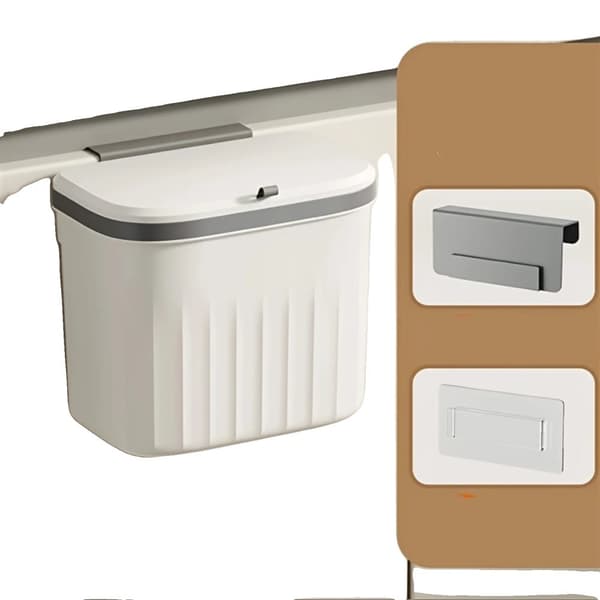 Väggmonterad Soptunna, Elegant Design, Tyst Stängningsfunktion,Pärlvit, 12L3.2 Gallon