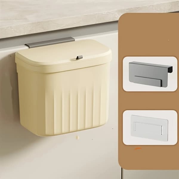 Væghængt Affaldsspand, Elegant Design, Stille Lukke Funktion,Fløde, 12L3.2 Gallon
