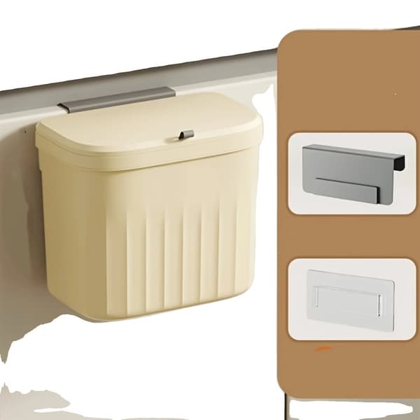 Væghængt Affaldsspand, Elegant Design, Stille Lukke Funktion,Fløde, 12L3.2 Gallon