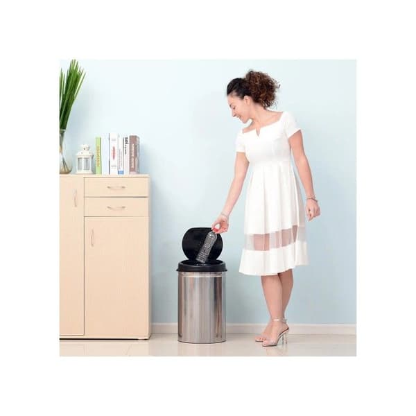 HOMCOM Automatisk IR Sensor Soptunnan, Rund, 30L, Valfri inre hink, rostfritt stål