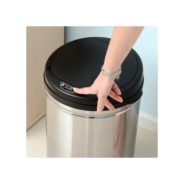 HOMCOM Automatisk IR Sensor Soptunnan, Rund, 30L, Valfri inre hink, rostfritt stål