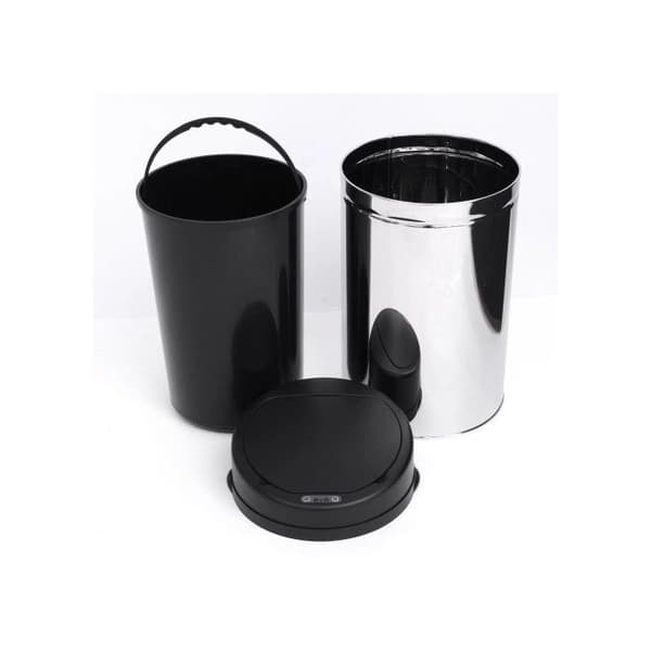 HOMCOM Automatisk IR Sensor Soptunnan, Rund, 30L, Valfri inre hink, rostfritt stål