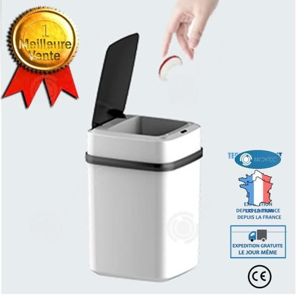 INN® intelligent automatisk soptunna 15L induktionssensor vit kök badrum rektangulär plast med lock