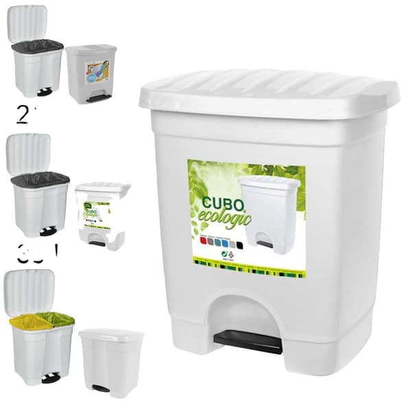 Sopkorg, Pedalalternativ, Återvunna material, Vit, 46 liter (C/separator)