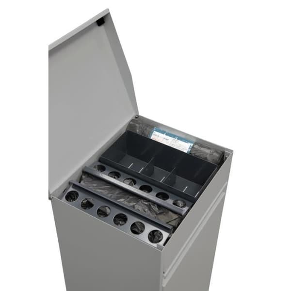 Arregui Top CR222-B Stålåtervinningskärl, selektiv sorteringsbehållare, 2 hinkar, multifunktionsfack, 2x17L (34L) grå
