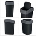Miniatyrbild 6 av 6: CURVER Soptunna 10L med svänglock - Flip Bin - För kök, kontor, badrum - 18,9 x 23,5 x 35 cm - Svart / Grå
