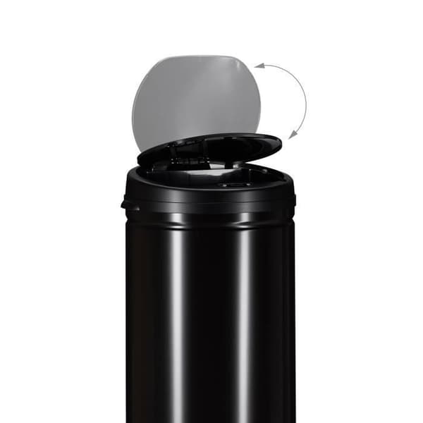 Relaxdays stålkorg 50 liter metall papperskorg 80 cm hög 30 cm diameter automatiskt lock, svart