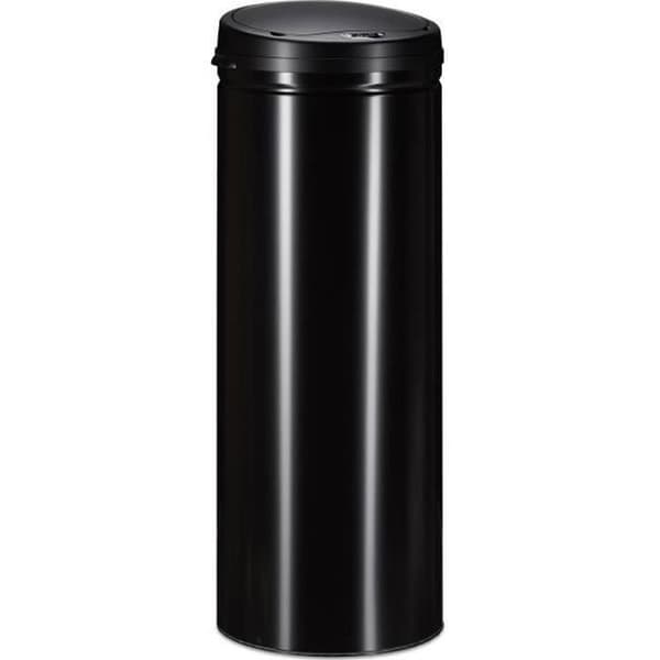 Relaxdays stålkorg 50 liter metall papperskorg 80 cm hög 30 cm diameter automatiskt lock, svart