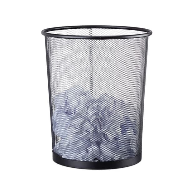 Relaxdays Metallavfallskorg papper korg kontor nät 20 liter, 30 cm Ø, höjd 35 cm, svart