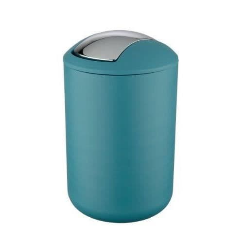 WENKO Badrumsbehållare, Mini Badrumsbehållare, Svänglock, Brasil L, Kapacitet 6,5L, PET-plast, Turkos