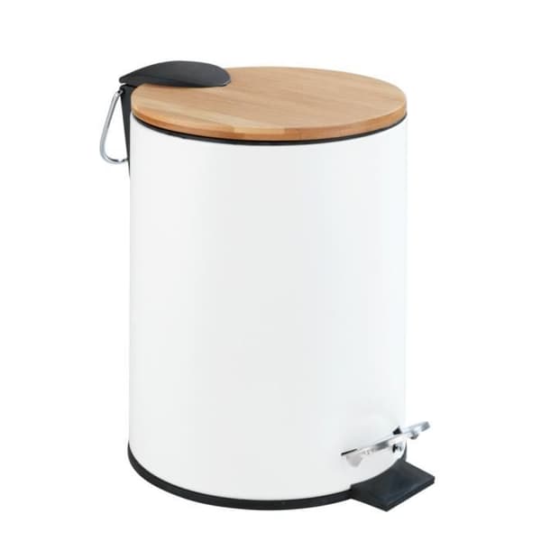 WENKO Liten Badrumskärl Tortona, Pedalmanövrerad badrumskärl med "easy close" fallbroms, 3L, Stål - Bambu
