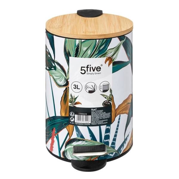 Fem - Soft Close metall och bambu papperskorg 3 L dekorativ Palawan Green