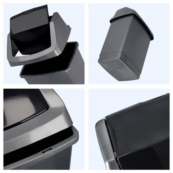 Poubelle Basculante Curver 15L, Grafit, Robust och Elegant Design