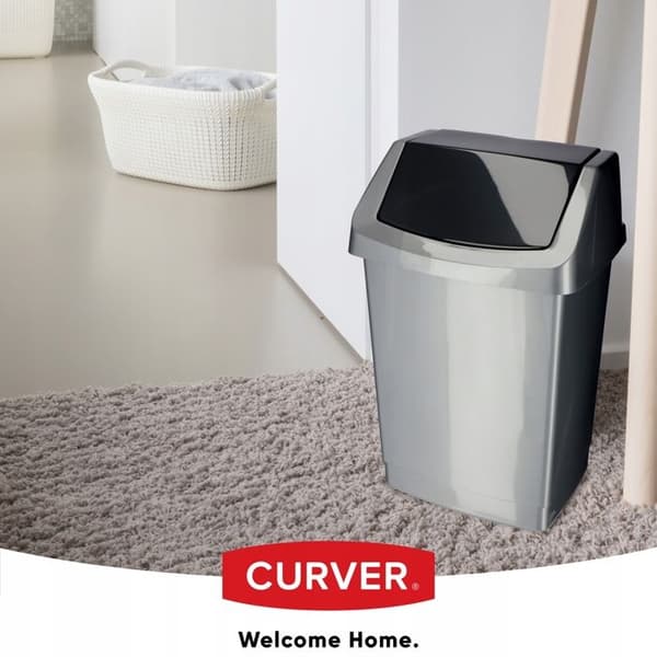 Poubelle Basculante Curver 15L, Grafit, Robust och Elegant Design