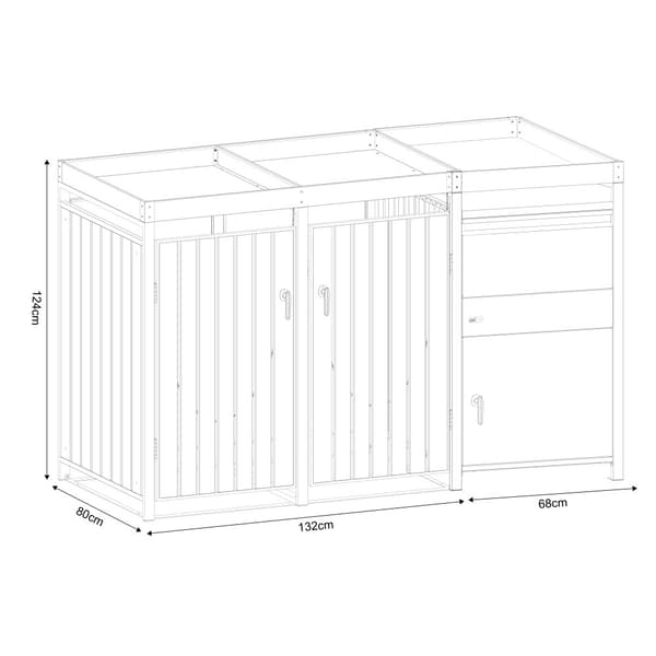 AXI Leon Säiliökaappi Louis-kirjelaatikolla paketeille Antrasiitti/puu-look, Kasvit - 2 säiliö | Clicker box -kaappi 2 säiliölle - Max. 240L |