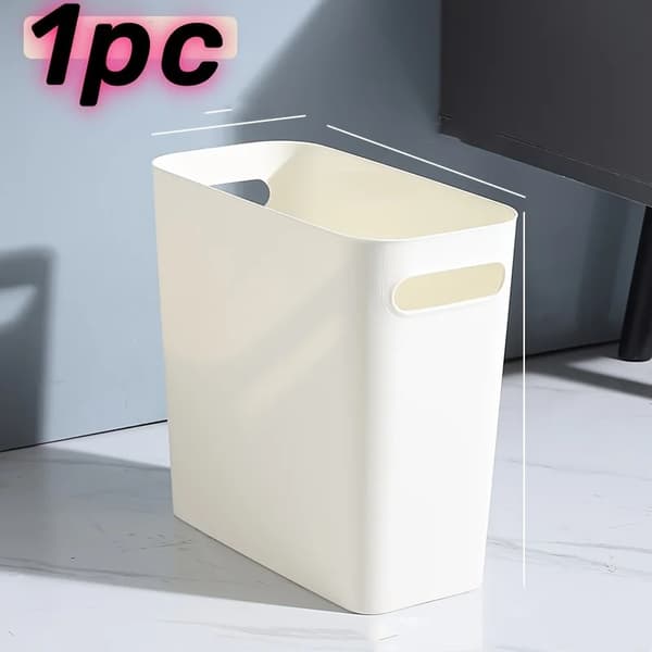 Affaldsbeholder, Pladsbesparende Design, Praktisk Håndtag, Holdbart Materiale,1stk, Hvid