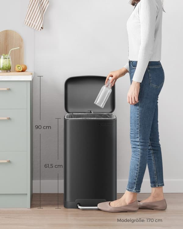 Affaldsspand, 30 l, køkkenspand, stålspand peda