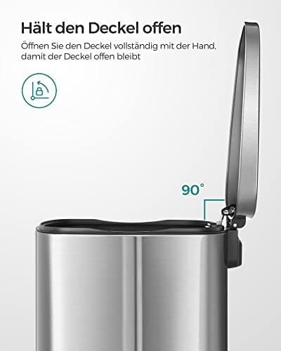Køkken-pedalspand, 50 l affaldsspand, med indvendig plastikspand, hængslet låg, blød lukning