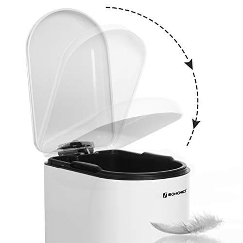 Smal affaldsbeholder, 10 l pedalspand, stål, aftagelig indvendig spand, langsom lukning, til smalle rum