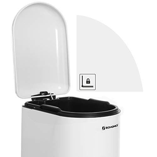 Smal affaldsbeholder, 10 l pedalspand, stål, aftagelig indvendig spand, langsom lukning, til smalle rum