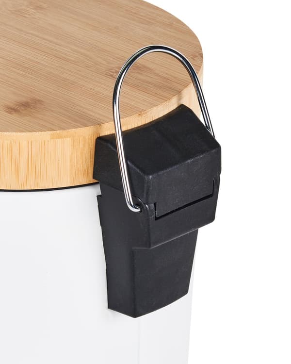 Sett med 2 søppelbøtter Hvit Jern Syntetisk materiale Bambustre 3L Pedal Lokk Moderne design Kjøkken Bad Pedalbøtte