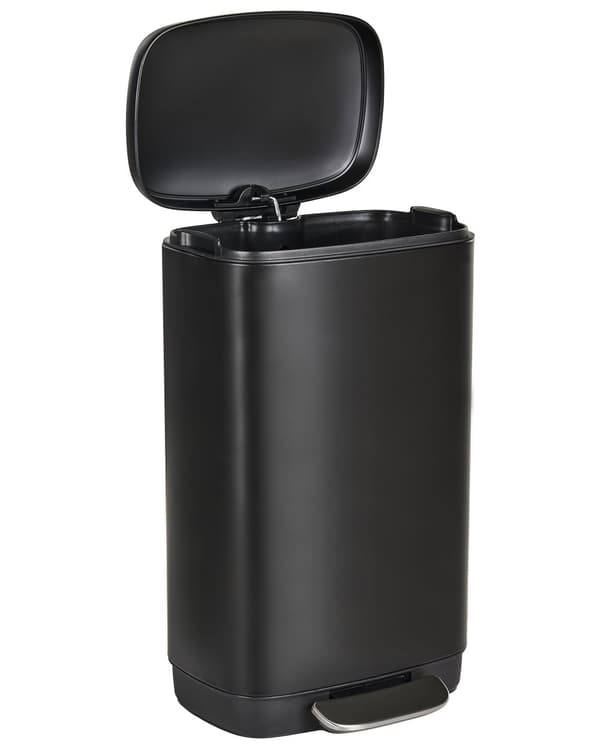 Søppelbøtte Svart Jern Syntetisk materiale 30L Pedal Lokk Moderne design Kjøkken Pedalbøtte