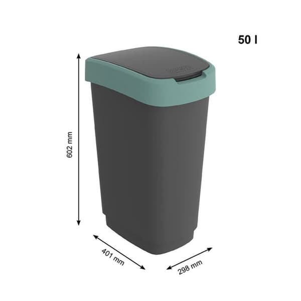 Soptunna Rotho Twist Green Grön Plast 50 L