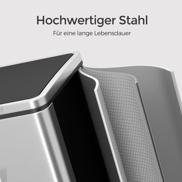 Rootz 2 fack Trash Can - Backet med dubbla fack - skräp - sortera avfall enkelt - 58,6 cm x 32 cm x 65 cm