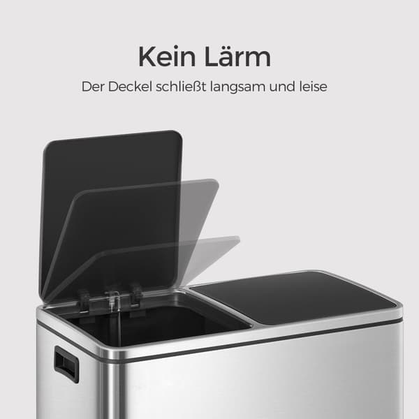 Rootz 2 fack Trash Can - Backet med dubbla fack - skräp - sortera avfall enkelt - 58,6 cm x 32 cm x 65 cm