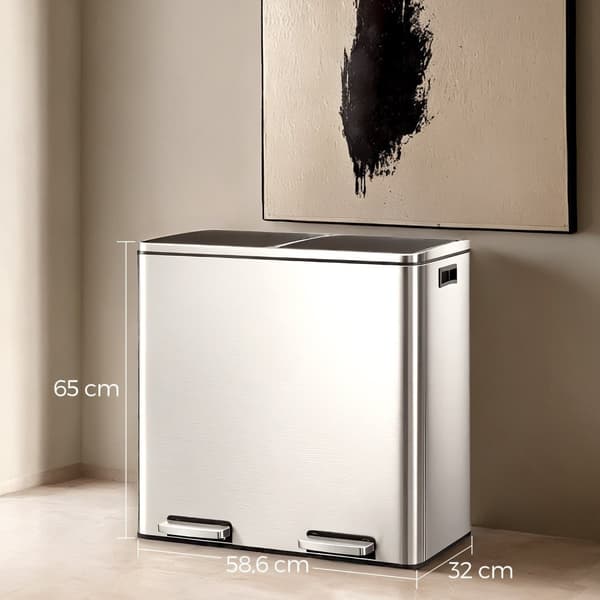 Rootz 2 fack Trash Can - Backet med dubbla fack - skräp - sortera avfall enkelt - 58,6 cm x 32 cm x 65 cm