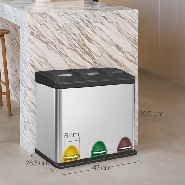 Rootz Waste Bin - Köksavfallsburk - Garbageseparator - Hygienisk pedalanvändning - 46,5 cm x 40,5 cm x 29,5 cm