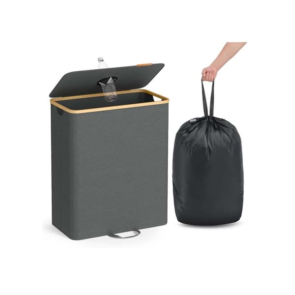 Rootz Pawn Bottle Collection Container - Recycling Bin - Trash Storage - Grå og brun 135L - 52,5 cm x 38,5 cm x 70,5 cm