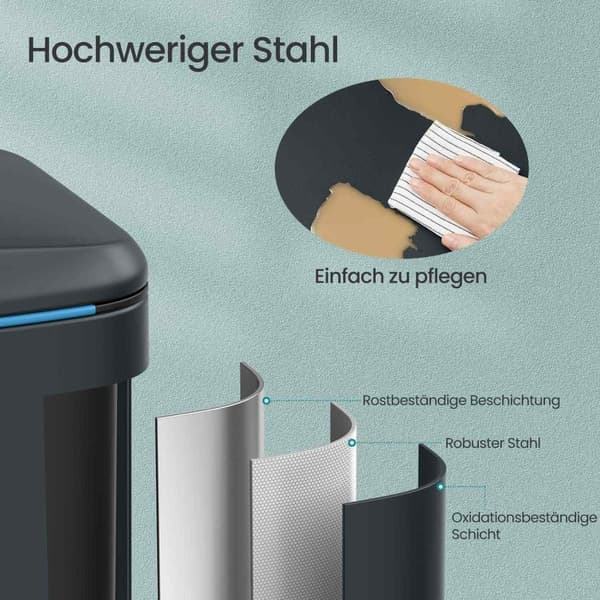 Rootz Dashcan 2x20L affaldsseparationssystem - affaldsspids - metalaffaldsskop - dobbeltrum - 44,4 cm x 40,8 cm x 60,2 cm
