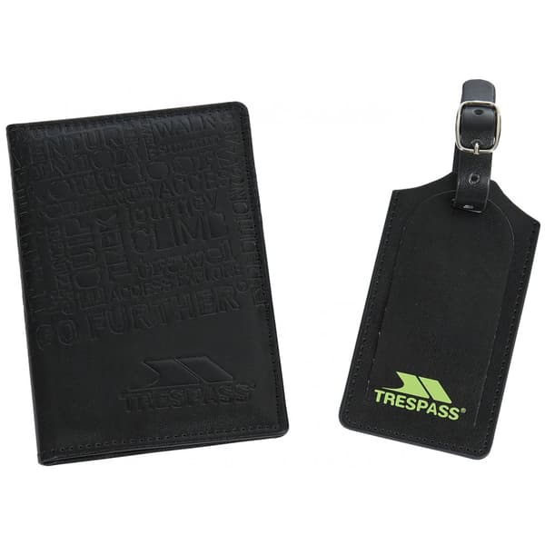 Trespass Wanderlust Passport Cover And Luggage Tag Black One Size