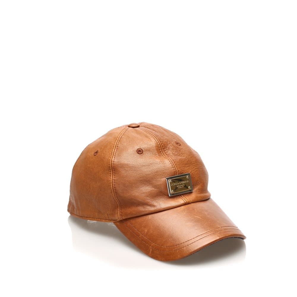 Dolce&Gabbana Leather Baseball Cap Brown