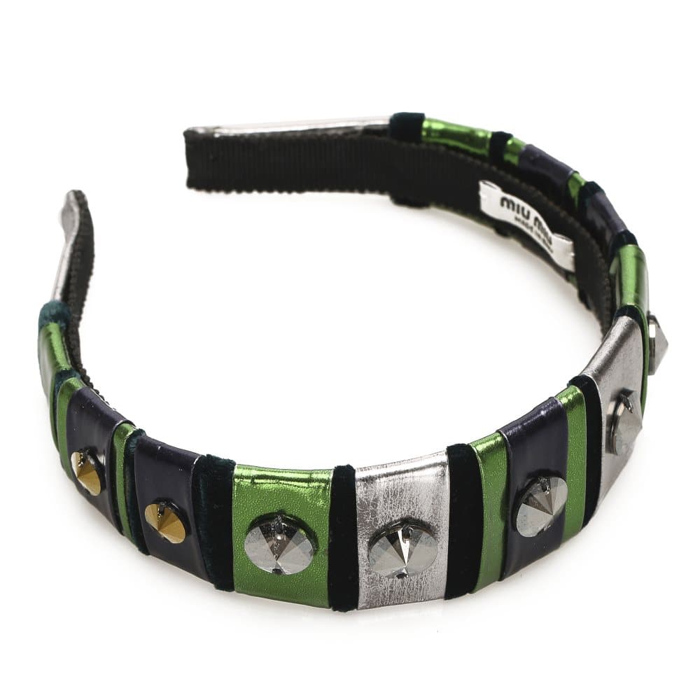 Miu Miu Studded Headband Green