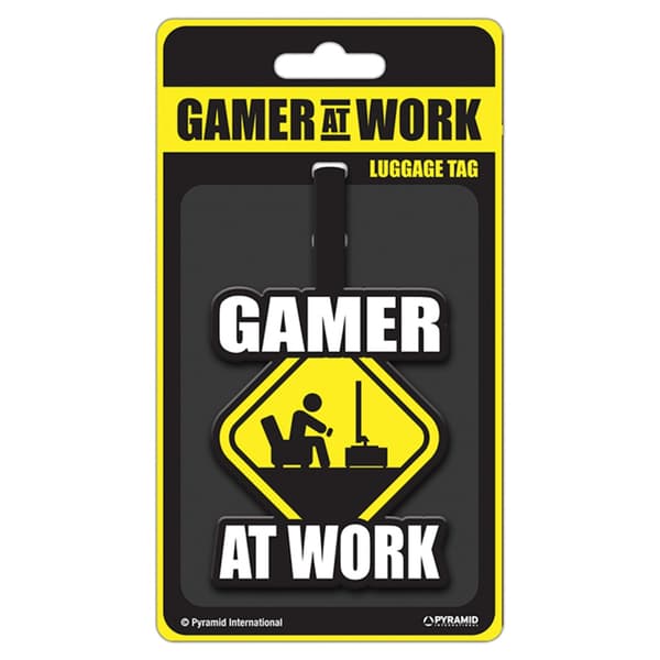 Pyramid International Gamer At Work Caution Sign Luggage Tag Black/Yellow/White One Size
