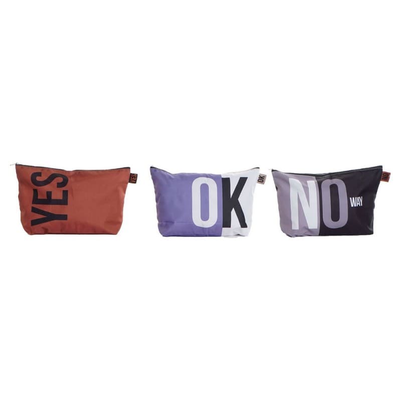 Toilet Bag DKD Home Decor Black Blue Brown Polyester Nylon Modern (33 x 8 x 21 cm) (3 pcs)