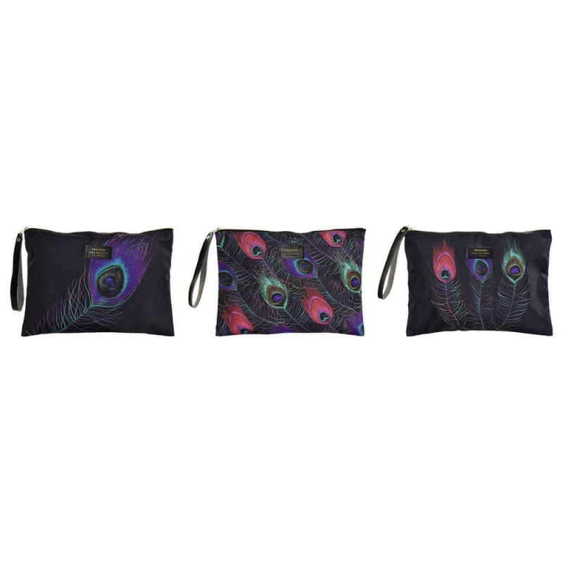 Toilet Bag DKD Home Decor Black Polyester Polyurethane Multicolour Nylon Glam (30 x 3 x 21 cm) (3 pcs)