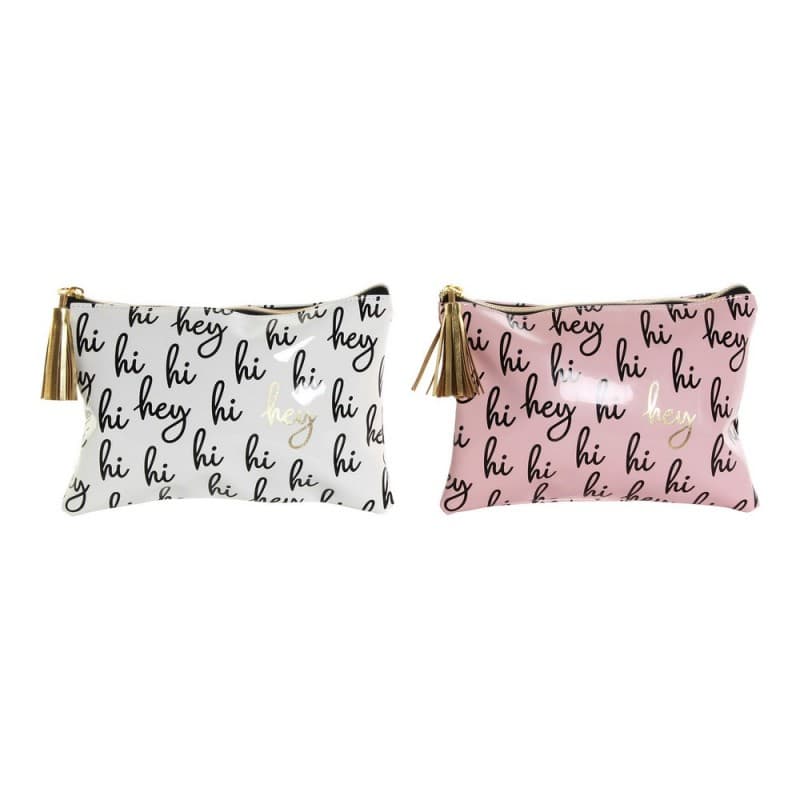 Toilet Bag DKD Home Decor White Pink (2 pcs) (22 x 1.5 x 15.2 cm)