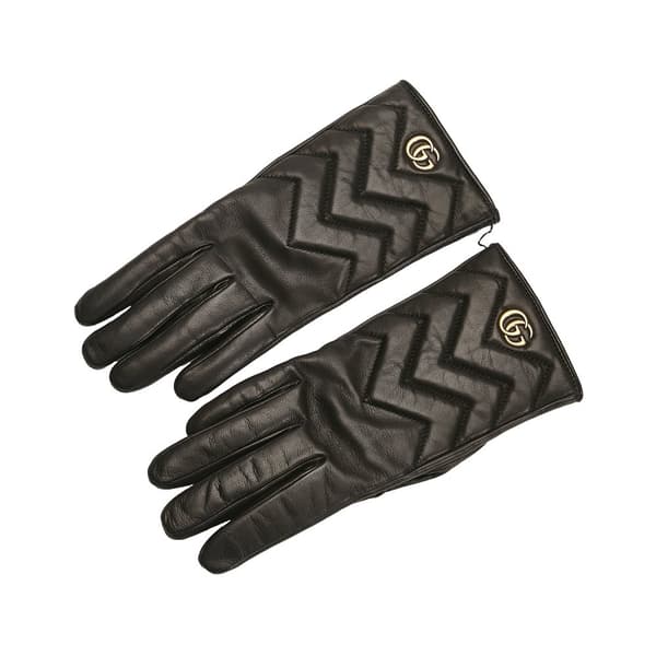 Pre-owned Gucci GG Marmont Leather Gloves Black