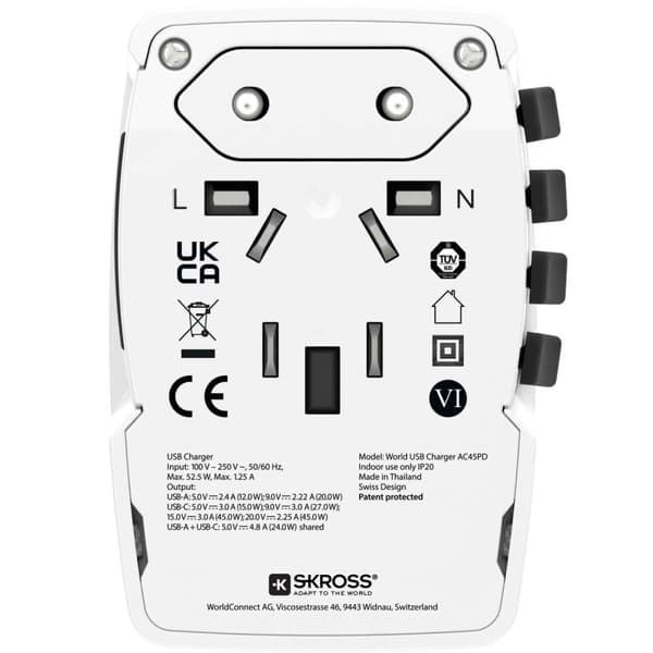 SKROSS World USB Charger AC45PD USB-C PD + USB-A 45W