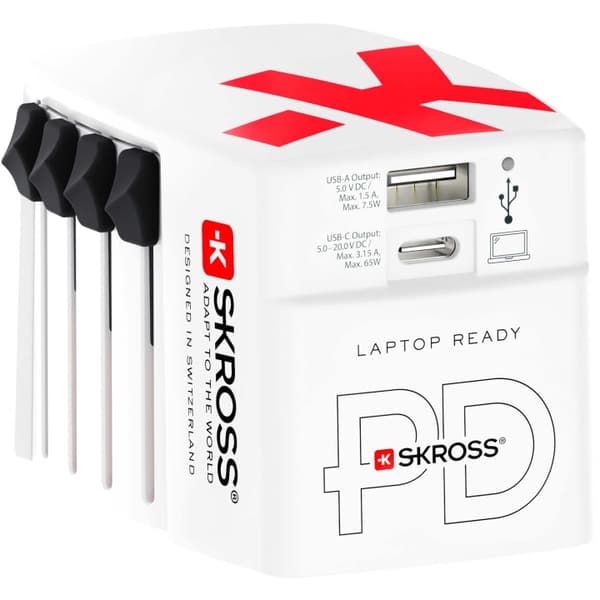 SKROSS World USB Charger AC65PD USB-C PD + USB-A 65W Hvid