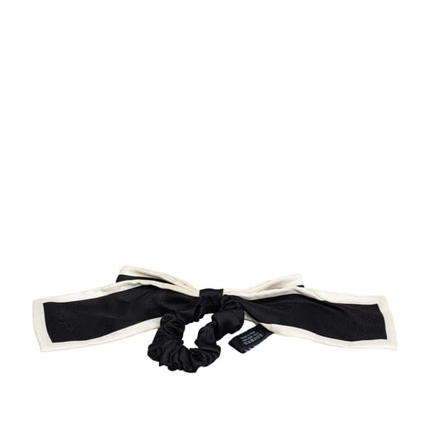 Pre-owned Chanel Silk CC Bow Scrunchie Black