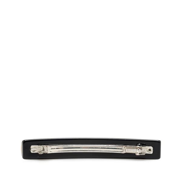 Pre-owned Chanel Resin CC Clover Hair Barrette Black